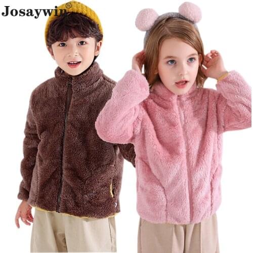 Winter Children Jacket Coat Baby Kids Flannel Warm Fleece Parkas Fluffy Faux Fur Student Coat for Boys Girls Snow Outerwear