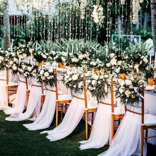 IMUWEN 10PCS Chair Ribbon Chair Back Streamers For Wedding Party Banquet Decor Wedding Decoration