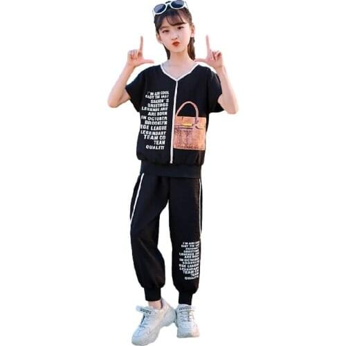 Girls Clothes Sets Summer Short Sleeve Shirts + Pants Suits 2pcs Children Clothing Sets Kids Clothes Teen 5 6 7 8 10 12 15Years