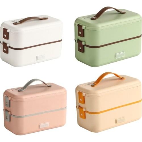 BPA-Free Heated Lunch Box Heating Lunch Box 2 Layers Food Warmer Steamer Soup Stew Kitchen Tools Accessories for Home School
