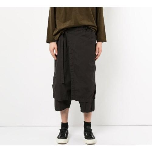 Mens clothing GD Hair Stylist Catwalk autumn casual Fold Irregular culottes Wide Leg pants plus size costumes
