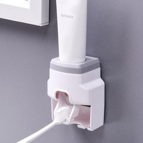 Wall Mount Automatic Toothbrush Holder Toothpaste Squeezer Bathroom Accessories