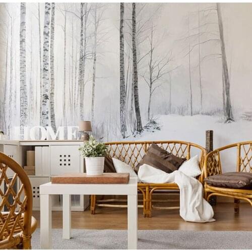 Bacaz Painted Snow Forest Nature 3d Cartoon 3d Wall Photo Murals Wallpaper for Living Room Large Papel Mural 3d Wall Mural