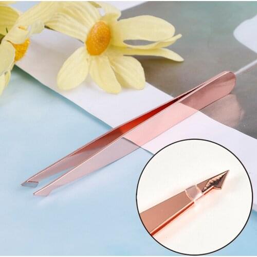 Stainless Steel Angled Slanted Eyebrow Tweezers Face Hair Removal Trimmer Care