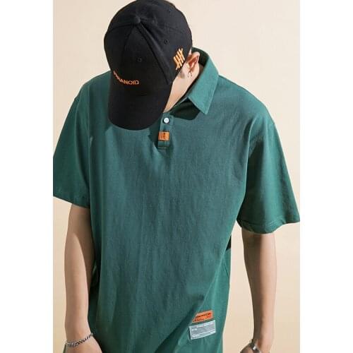 2021 Summer oversize New Cotten Lapel T-Shirts Loose Japanese style Male Polo Shirt Mens Sweatshirt fashion Fashionable Tees