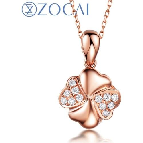 ZOCAI choker New Arrival Heart Shape 0.01 CT Certified H / SI Diamond Pendant 18K rose Gold (Au750) 925 Silver Chain JBD00367