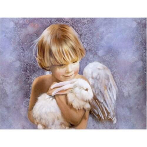 New Diamond Embroidery Angel Rabbit Diamond Painting Cross Stitch Kit Full Drill Resin Mosaic Diamond Rhinestones Diy Needlework