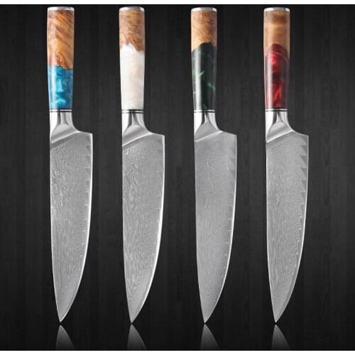 8 Inch 67 Layers VG10 Damascus Steel Chef Knife Resin handle Japanese Chefs KnifeCooking Tools Kitchen Accessory