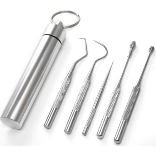 Outdoor Portable Toothpick Set Stainless Steel Toothpick And Toothpick Holder Portable Rust-resistance Outdoor Tooth Pick Tools