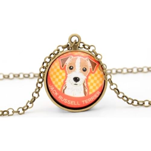 Jewelry Cute Pug Jack Russell Terrier Pet Dogs Necklace Glass Charm DIY Pendants For Women Lovers Gifts Best Friends Necklace