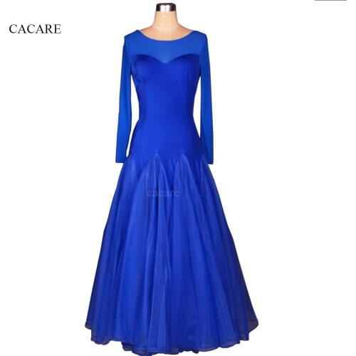 Ballroom Dance Competition Dresses Flamenco Standard Dance Dresses Waltz Tango D0266 Big Sheer Hem Long Sleeve