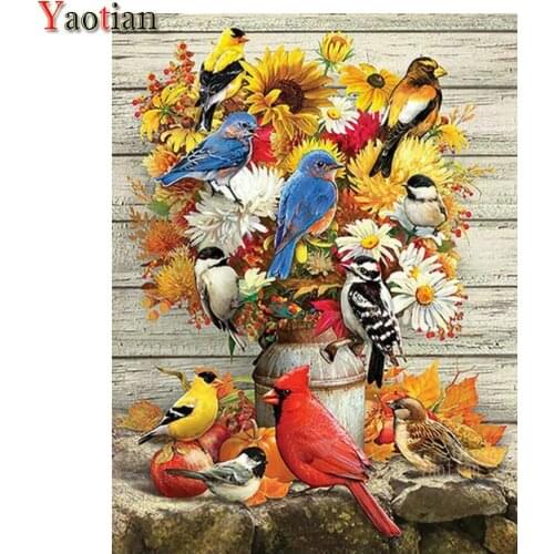Sunflower Sparrow Bird Full Drill Square 5D Diamond Painting Rhinestones Handicraft Kits Home Decor Diamond Embroidery Gift 2021