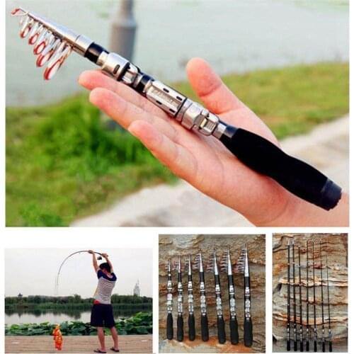 1m-2.3m Portable Mini Fishing Rod FRP Telescopic Pocket Spinning Ice Fishing Rods Travel Rivers Lakes Carp Jigging Fishing Pole