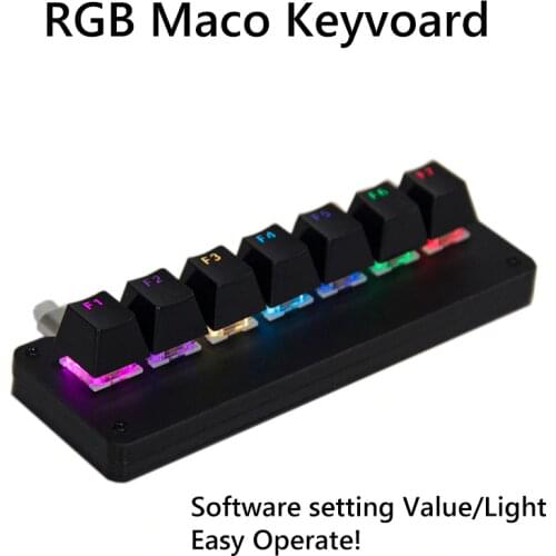 RGB Macro Function Keyboard Type C USB Programming Keyboard by Software LED Backlit 7keys Cherry Keypad shortcut Gaming LOL