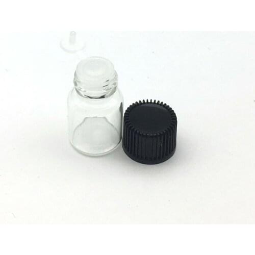 10pcs Refillable Essential Oil Glass Bottle with Orifice Reducer Siamese Plug 2ml Clear Perfume Sample Vials