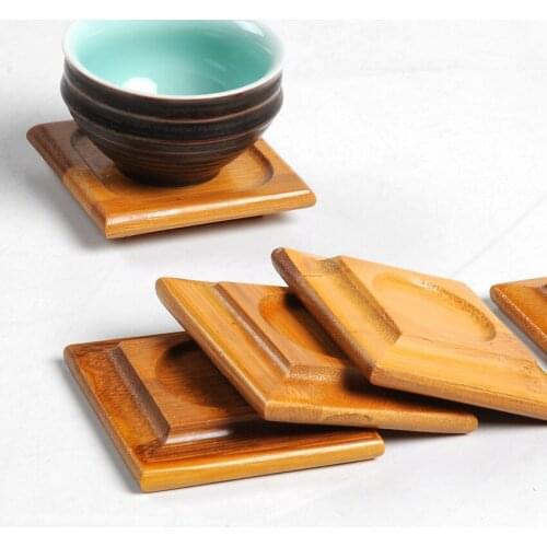 Heat Resistant 6pcs Bamboo Tea Coffee Cup Mat Creative Mug Coaster Placemat Holder Pad plate tray,teaware drinkware ceremony