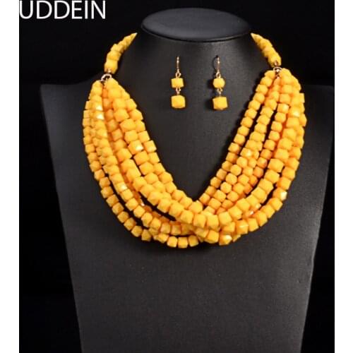 UDDEIN Handmade Multi layer Beads Necklace/Earring Sets Wedding Statement Choker Necklace African Beads Jewelry Sets wholesale