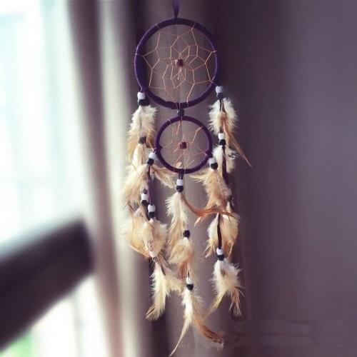 Vintage home decoration retro feather dream catcher circular feathers wall hanging dreamcatchers decor for car