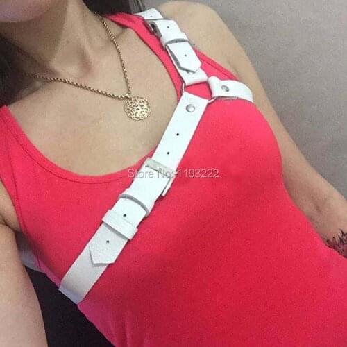 Women Punk Rock Gothic Handcrafted Shoulder Suspender Body Caged Belt Leather Women Harness Sculpting Corset