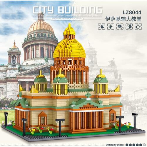 Famous Building Isa Kiev Cathedral Diamond Building Blocks DIY City Attractions Landmark Model Assembling Brick Childrens Toys