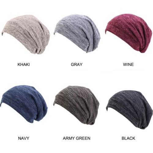 1PC Hair Bonnet For Sleeping Pullover Hats Two-Color Lined Turban Satin Night Sleep Cap Cancer Chemo Universal Knitted Bonnet