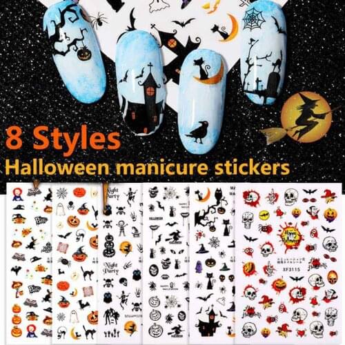 1Pc Halloween Design Bat Witch Sticker Nail Art Design Decals For Nail Sticker 3D Tips Nail Decorations DIY Nail Art Tools