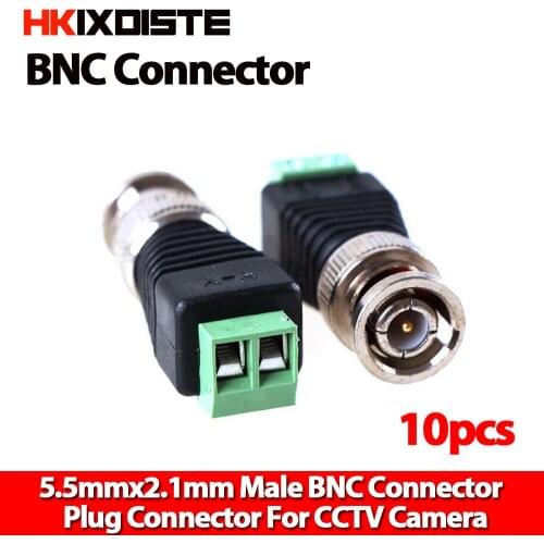 10pcs Coax CAT5 to CCTV Camera BNC Male Connector, BNC Connector Plug for CCTV System Surveillance Security Camera Free shipping