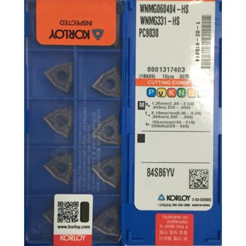 100% original WNMG060404-HS WNMG060408-HS PC9030 50pcs KORLOY Carbide insert Processing: stainless steel