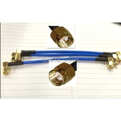 2pcs/lot Blue SMA Male to SMA Male Cable Adapter Connector 15cm Right Angle