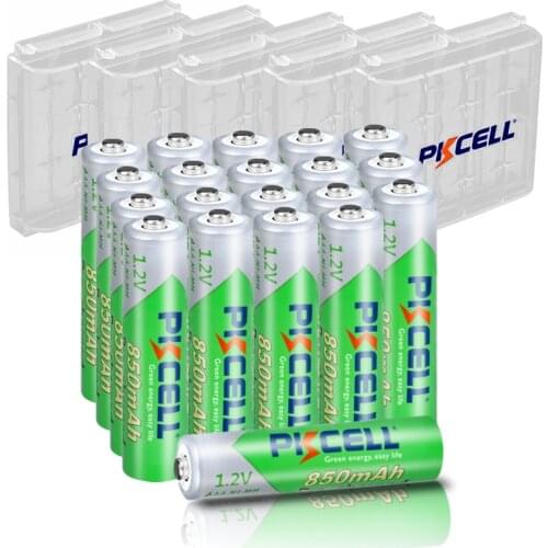20pcs PKCELL AAA Rechargeable Battery 850mAh 1.2V NI-MH Low Self Discharge 3A Batteries and 5pcs Battery Box for Electric Device