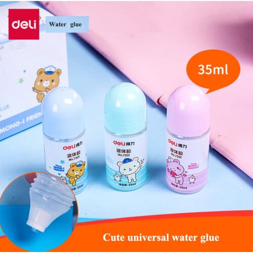 6PCS/BOX Deli 7301 mini water glue 35ml liquid glue office home school student water glue wholesale