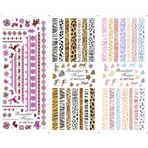 3PCS/LOT NAIL ART TATTOOS STICKER WATER SLIDER DECAL FULL COVER CHRISTMAS XMAS PINK BROWN TIGER LEOPARD SKIN HOT16-18