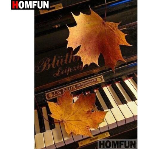 HOMFUN Full Square/Round Drill 5D DIY Diamond Painting "Leaf piano" Embroidery Cross Stitch 5D Home Decor Gift A15490