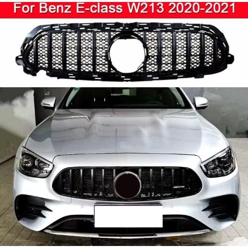 Car styling Middle grille For Mercedes-Benz E-class W213 2020-2021 Silver Black front bumper grill Center vertical bar Grille