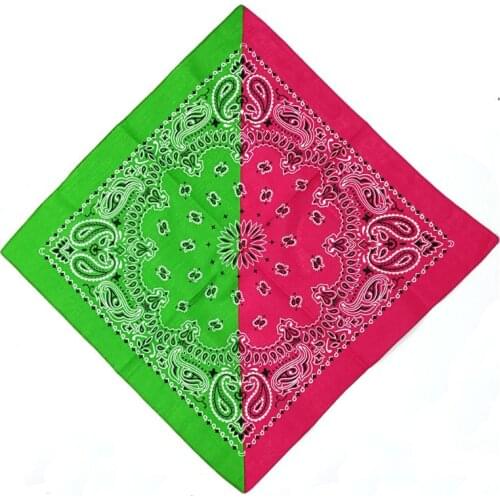 Bohemian Paisley Floral Double Color Block 50x50CM Unisex Cotton Pocket Square Scarf Headband Bandana Hip-Hop Wristband Neck Tie