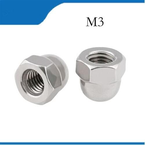 Free shipping 100pcs M3 Acorn Dome Nuts DIN1587 Hex Head Decoration Cap Nut 304 Stainless steel / carbon steel nuts,nut