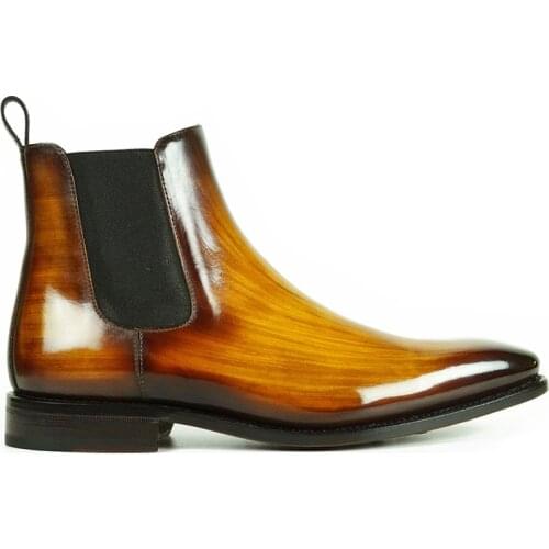 Chelsea Leather Handmade Winter Mens Boots Shoes Add Velvet Work High Top Basic Boots Fashion Designer Shoes Men