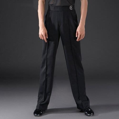 New MA2172 Black Male Latin Dance Trousers Men Latin Dancing Straight- leg Pants for Samba Tango Chacha Performance Costume