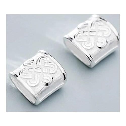 925 Sterling Silver Chinese Knot Flat Spacer Beads DIY Jewelry Findings 7mm S925 Silver Loose Charm Beads For Women Men Gift