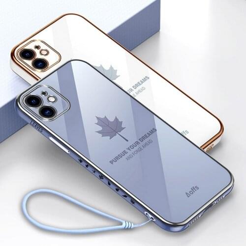 Maple Leaf Plating Phone case for iPhone 12 Pro 11 Pro Max XR XS SE 2020 8 7 Plus case soft silicone Camera protection cover