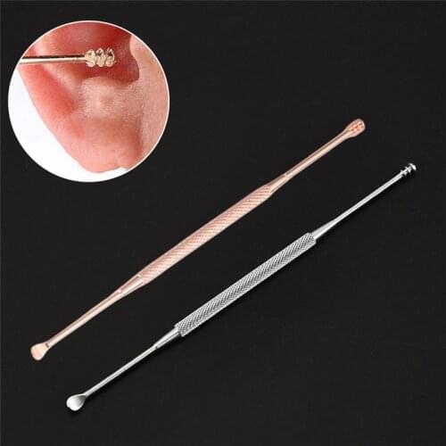 1pcs/2pcs Double-ended Stainless Steel Spiral Ear Pick Spoon Ear Wax Removal Cleaner Ear Care Beauty Tool Portable