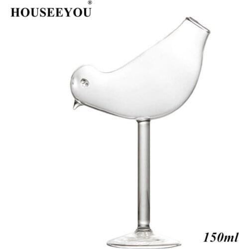 HOUSEEYOU Pack of 4Pcs/lot Creative Bird Shape Cocktail Glasses Wine Glass Champagne Goblet Whiskey Beer Drinking Cup Set of 4