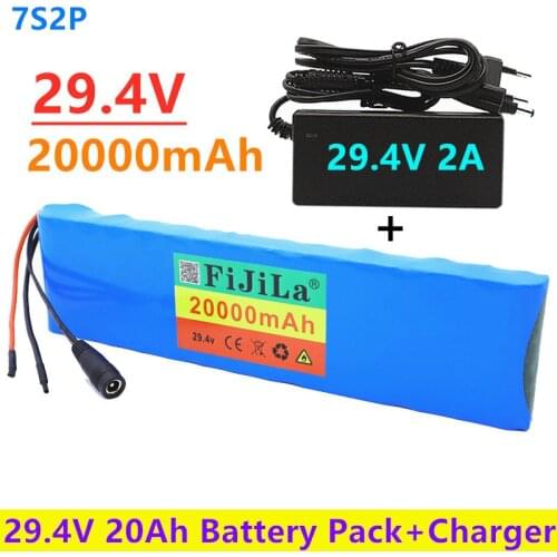 24V 20Ah 7S2P 18650 li-ion Rechargeable battery pack 29.4v 20000mAh electric bicycle moped Balancing scooter+2A Charger