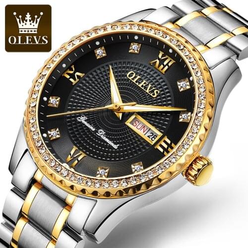 OLEVS Business Men Quartz Watch Casual Steel Calendar 30 Meters Waterproof Mens Watch Gold Luminous Clock Relogio Masculino