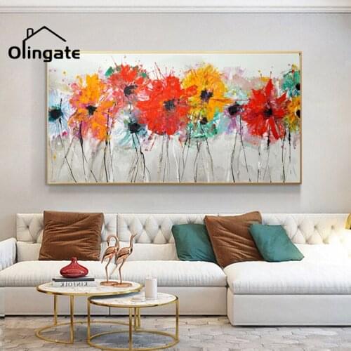 Nordic Plants Wall Poster Print Abstract Colorful Flower Pictures Canvas Panting One Piece Wall Art Home Decor for Lining Room