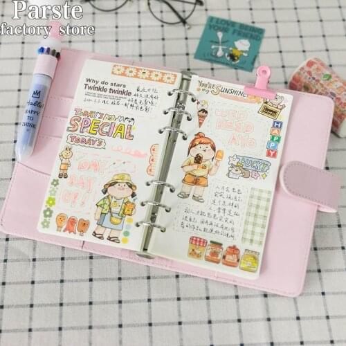 90 Pages Macaroon Color A6/A5 PU Leather DIY Binder Notebook Cover Diary Agenda Planner Bullet Cover School Stationery