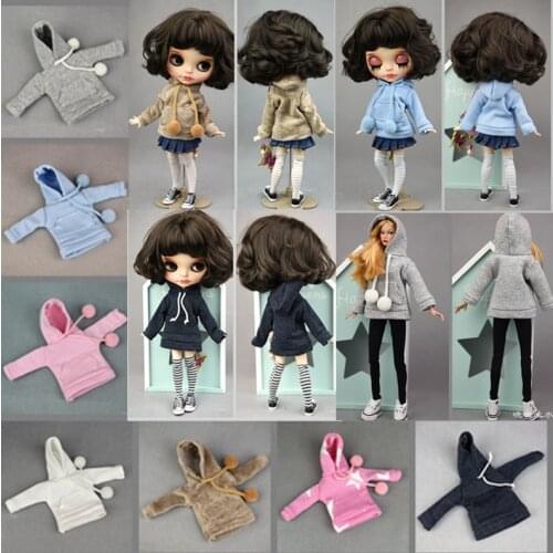 Doll Clothes Hooded Sports Hoodie For Blythe Doll Casual Sweater Top Outfits Fit Blyth 1/6 Doll Christmas Girl`s Toy Accessories
