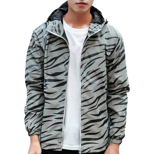 Autumn Hooded Fluorescent Men Jacket Coat Casual Reflective Hip Hop Side Pocket Zipper Closure Long Sleeve Jacket Coat Plus Size