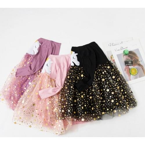 Girls Dress 2021 Autumn Winter New Children Clothing Kids Casual Long Sleeve Dress For Girls Unicorn Party Princess Dresses 3-7Y