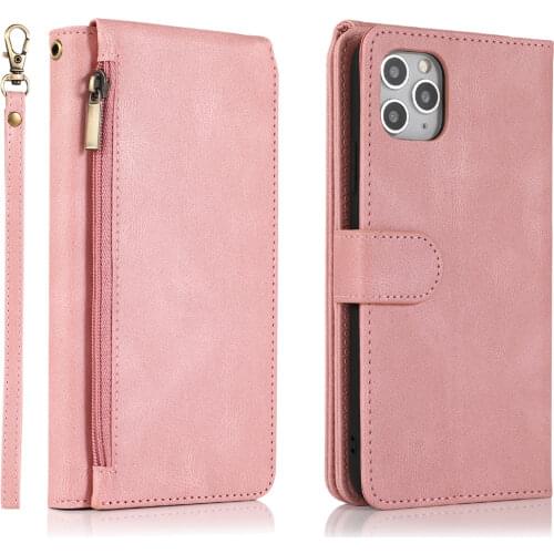 Suitable for IPhone 11/12romax 6/7/8plus Skin Feeling Multi Card Zipper Leather Case for IPhone XSmax XR XS Protective Cover